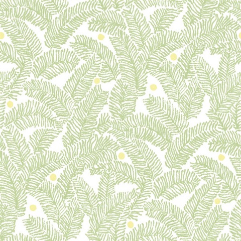 Athina Sage Fern Leaf Wallpaper