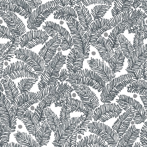Athina Slate Grey Fern Leaf Wallpaper