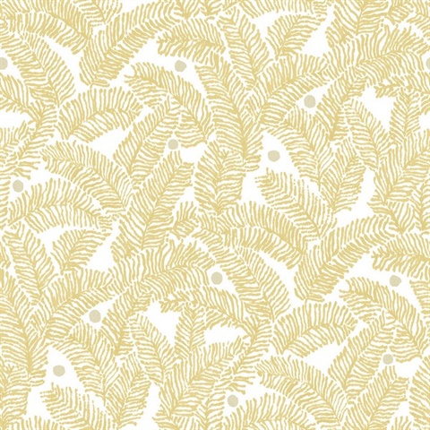 Athina Yellow Fern Leaf Wallpaper