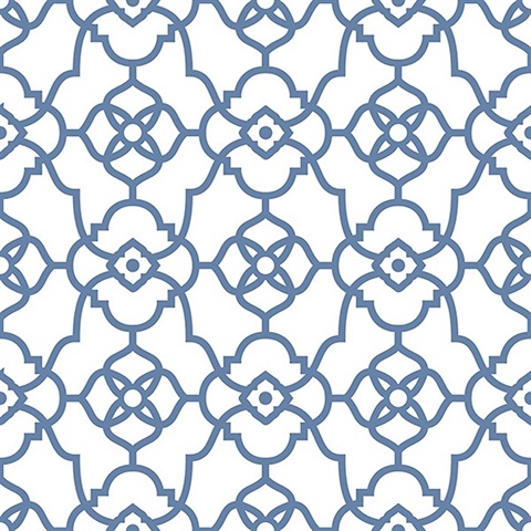 Atrium Blue Trellis Wallpaper