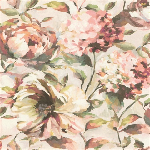 Attia Blush Large Painterly Floral Wallpaper