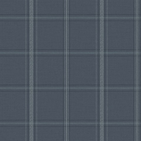 Auberge Dark Blue Plaid Wallpaper