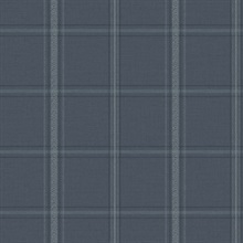 Auberge Dark Blue Plaid Wallpaper