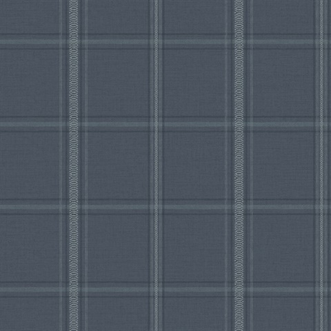 Auberge Dark Blue Plaid Wallpaper