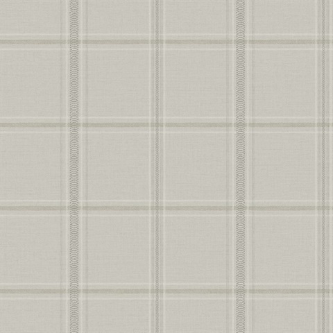 Auberge Light Taupe Plaid Wallpaper