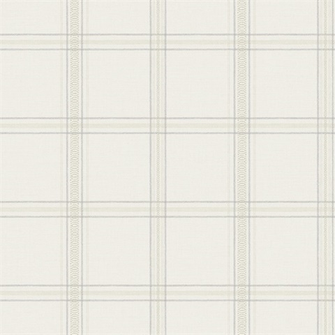 Auberge White Plaid Wallpaper