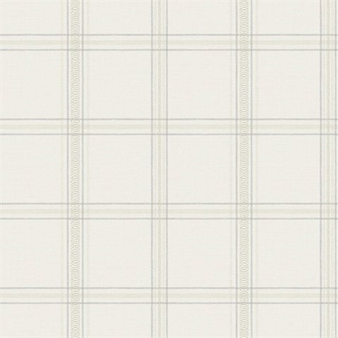 Auberge White Plaid Wallpaper