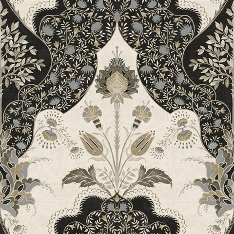 Auden Black Floral Grandeur Wallpaper