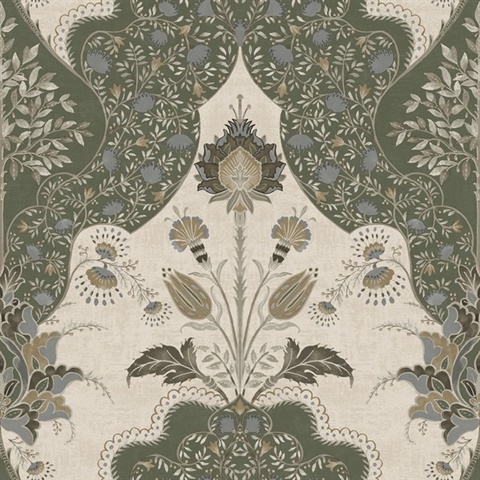 Auden Green Floral Grandeur Wallpaper