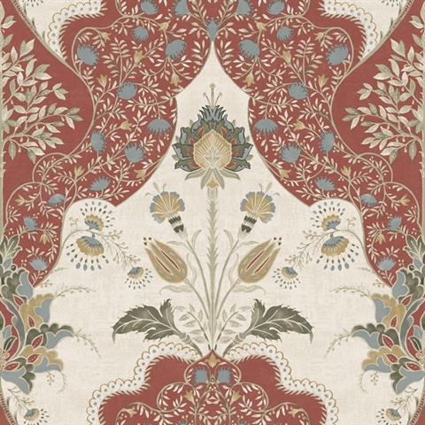Auden Ruby Floral Grandeur Wallpaper