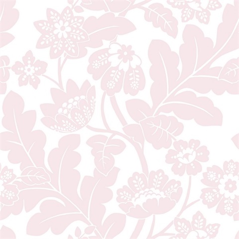 Augusta Pink Large Flock Floral Damask Wallpaper