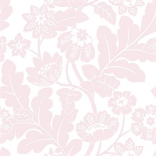 Augusta Pink Large Flock Floral Damask Wallpaper