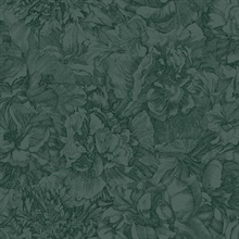 Auguste Dark Green Double Hibiscus Floral Wallpaper