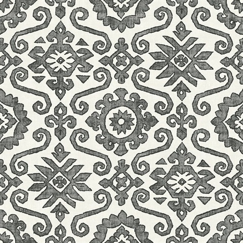 Augustine Charcoal & Linen Peel and Stick Wallpaper
