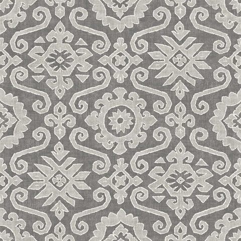 Augustine Pewter & Stone Peel and Stick Wallpaper
