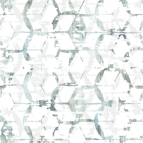 Augustine Slate Blue Aged & Weathered Geometric Wallpaper