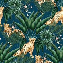 Augustus Blue Jungle Cheetah Wallpaper