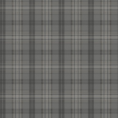 Austin Charcoal Dark Grey Plaid Wallpaper