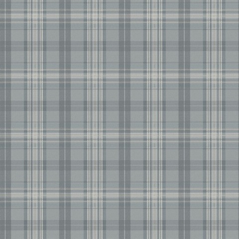 Austin Slate Blue Plaid Wallpaper
