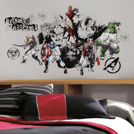 Avengers Assemble Black &amp; White Giant Wall Decal