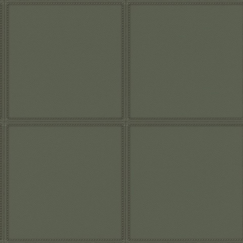Avenue Dark Green Faux Leather Textured Wallpaper