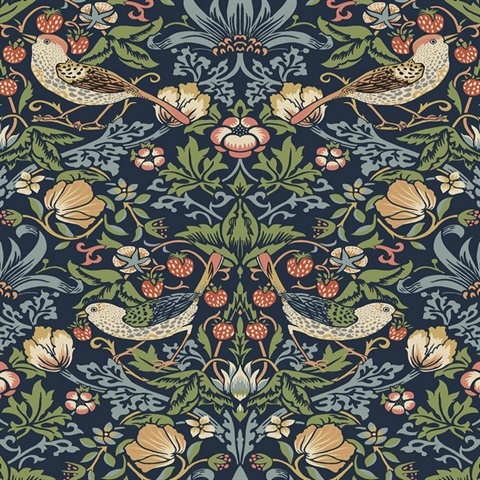 Aves Garden Botanical Midnight Blue Peel and Stick Wallpaper