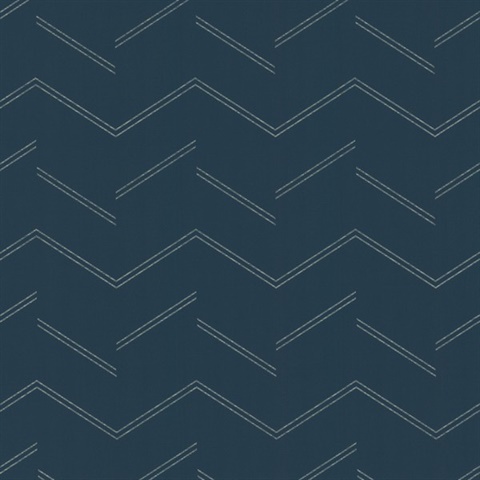 Aviator Indigo Abstract Chevron 54" Commercial Grade Wallpaper