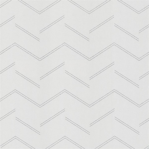 Aviator Silver Abstract Chevron 54" Commercial Grade Wallpaper