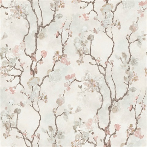 Avril Chinoiserie Blush Asian Branches Wallpaper