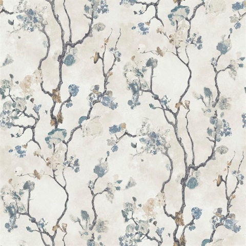 Avril Chinoiserie Peacock Asian Branches Wallpaper