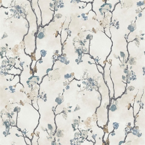 Avril Chinoiserie Peacock Asian Branches Wallpaper