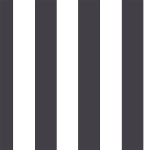 Awning Stripe Black & White Retro Wallpaper