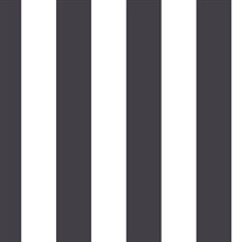 Awning Stripe Black & White Retro Wallpaper