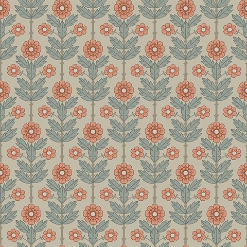 Aya Blue Floral Wallpaper