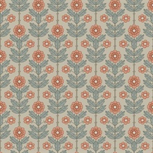 Aya Blue Floral Wallpaper