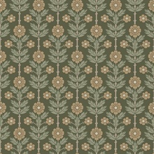 Aya Green Floral Wallpaper
