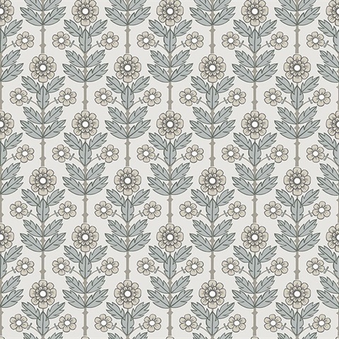 Aya White Floral Wallpaper