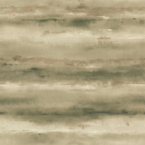 Ayla Green Abstract Horizontal Stripe Wallpaper