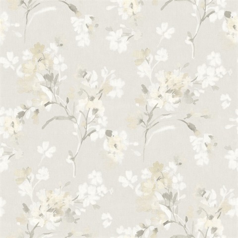 Azalea Neutral Floral Branches Wallpaper