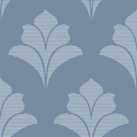 Aztlan Cobalt Modern Damask Wallpaper