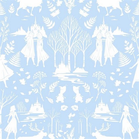 Baby Blue Glitter Disney Frozen 2 Nordic Wallpaper