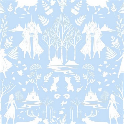 Baby Blue Glitter Disney Frozen 2 Nordic Wallpaper