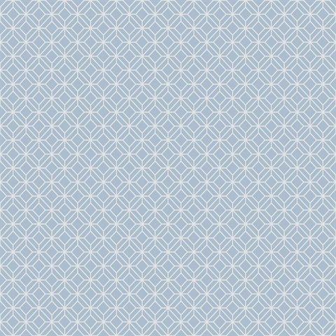Baby Blue & White Asian Lattice Wallpaper
