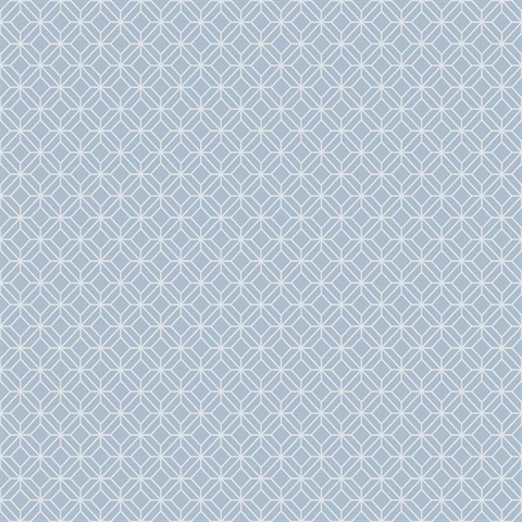 Baby Blue & White Asian Lattice Wallpaper