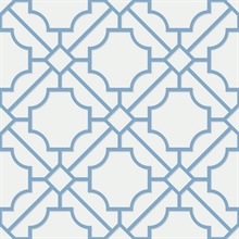 Baby Blue & White Lattice Geometric Wallpaper