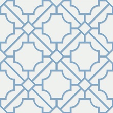 Baby Blue & White Lattice Geometric Wallpaper