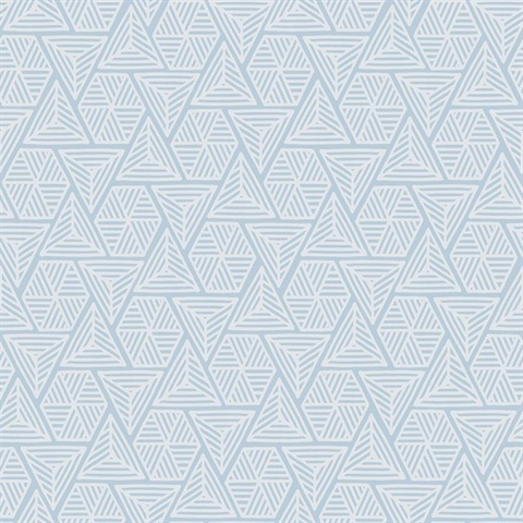 Baby Blue & White Triangle Geometric Shapes Wallpaper
