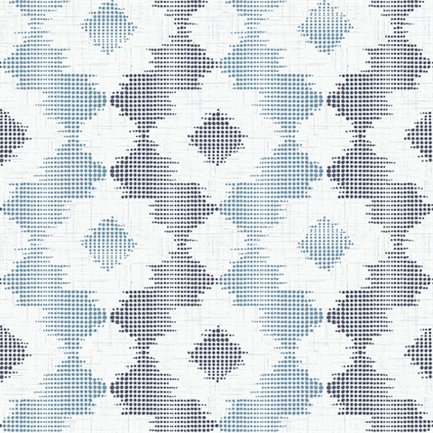 Babylon Blue & Black Abstract Floral Wallpaper