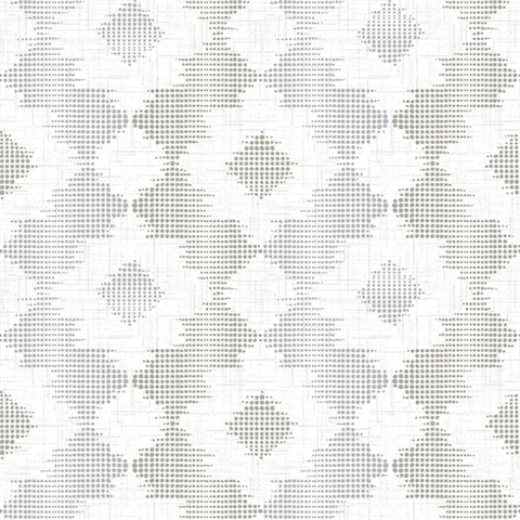 Babylon Metallic Silver and White Abstract Floral Wallpaper