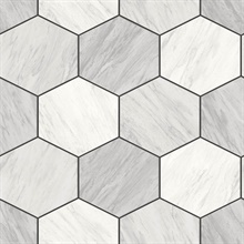 Baldwyn Carrara Faux Geometric Marble Tile Wallpaper